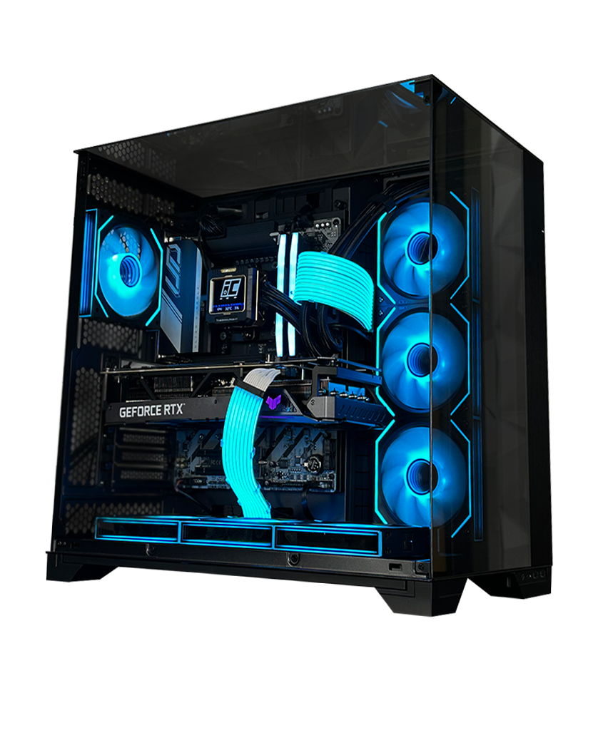 Infinity Zenith RTX 5070 Ti Gaming PC – High-end custom desktop with Ryzen 7 9800X3D, RTX 5070 Ti, liquid cooling, and tempered glass case