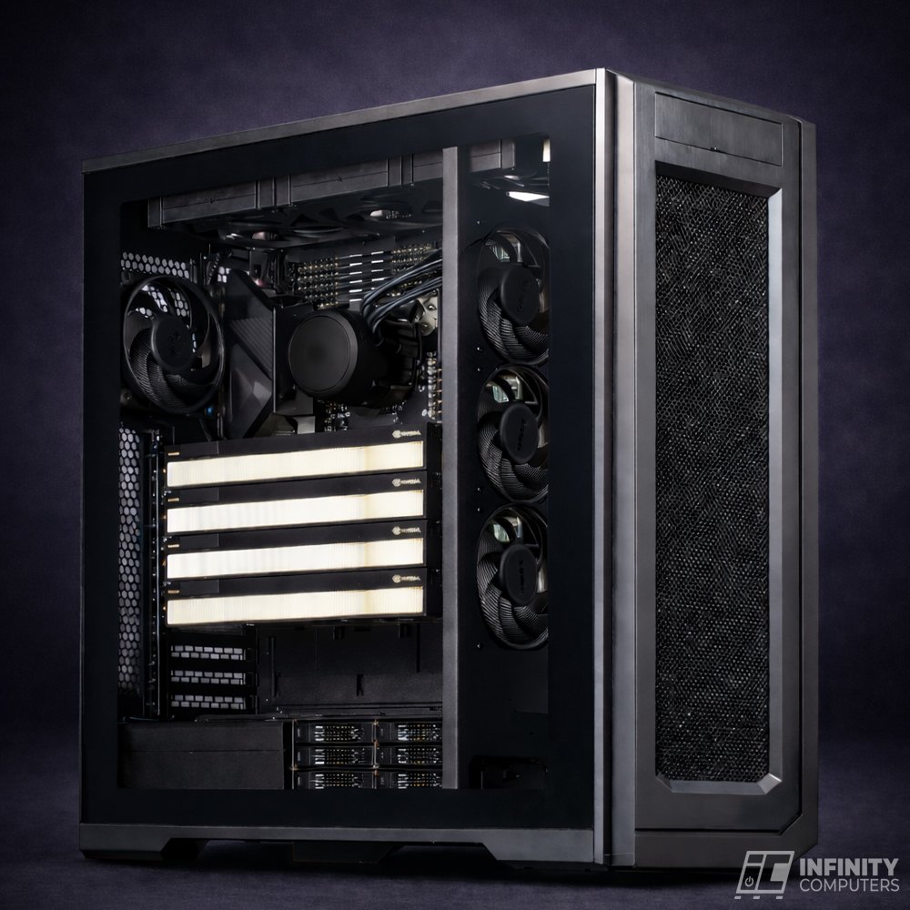 Infinity Sovereign AI workstation with multi GPU enterprise chassis