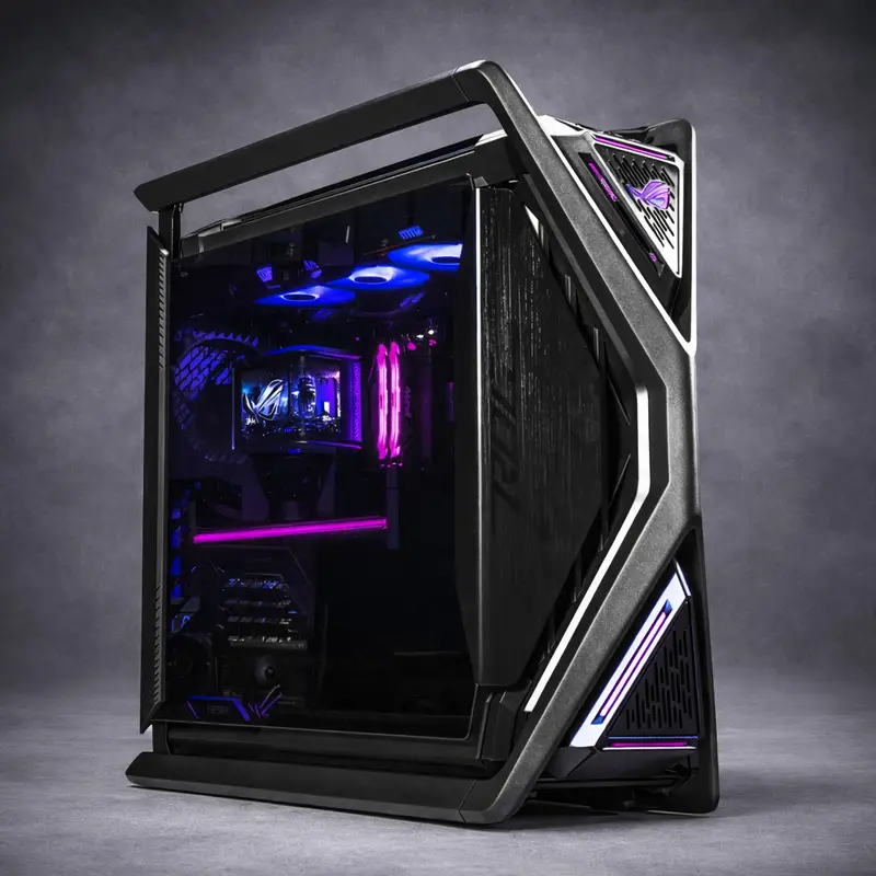 Infinity Titan RTX 5090 Gaming PC with Ryzen 9 9950X3D in Asus GR701 case with ARGB fans and liquid cooling